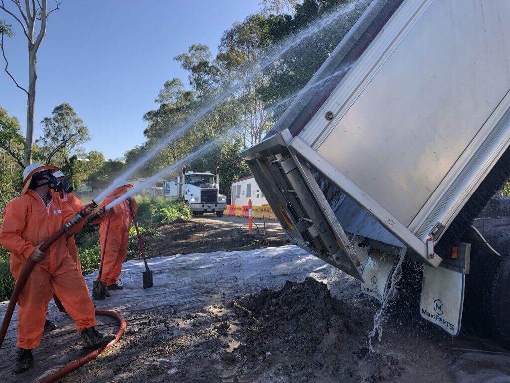 Decontamination of a truck in Sydney